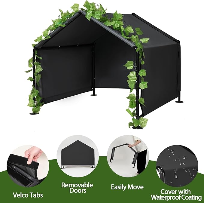 Large Dog Shade for Outside - LitaiL Outdoor Dog Kennel for Small Dogs, 47.2" x 47.2" x 39.4" Outdoor Sun Rain Canopy Pet House, Waterproof Pet Canopy Shelter for Small Animals, Black