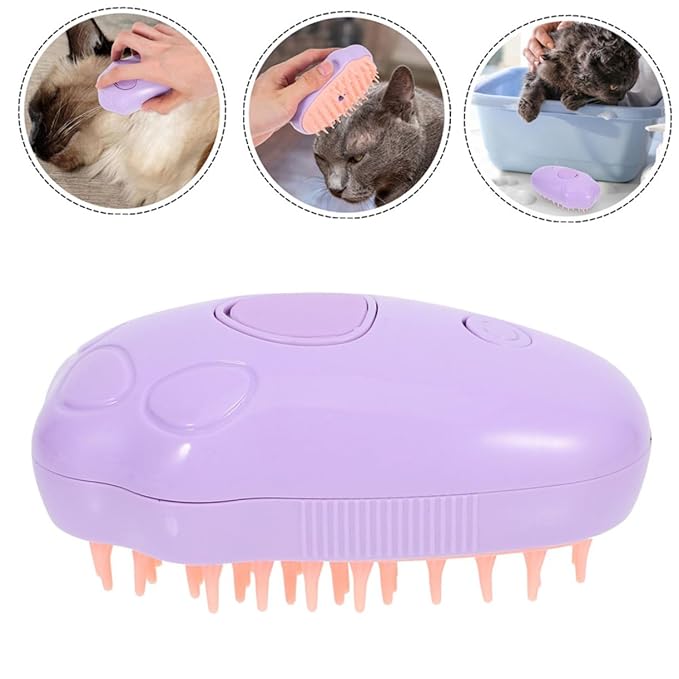 2pcs Steam Cat Grooming Brush Portable Bathing Massage Tool for Dogs and Cats Hair Self-cleaning Design for Pet Owners