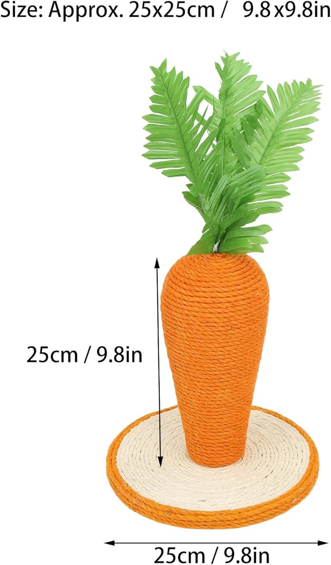Cat Scratching Post, 9.8x9.8in Cute Carrot Scratching Post Cat Scratcher for Indoor Cats Kittens, Carrot Sisal Vertical Carrot Cat Climbing Frame for Indoor Cats Kitty Training