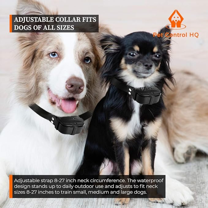 Dog Collar Replacement for Pet Control HQ Dual Wireless Electric Fence for Dogs & Remote Dog Training Collar - Safe, Rechargeable, Waterproof w/Electric Shock, Beep & Vibration - Small & Large Dogs
