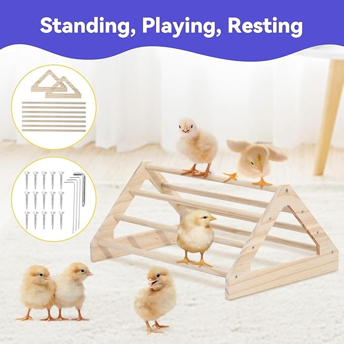 Pawaboo 5-in-1 Chicken Brooder Box for Chick Starter Kit, Includes Pet Cage Tent, Chicks Perch, Chick Feeder, 1.1L Chicks Waterer, Chicken Supplies (Brooder Set), Green + Red + Wood Color