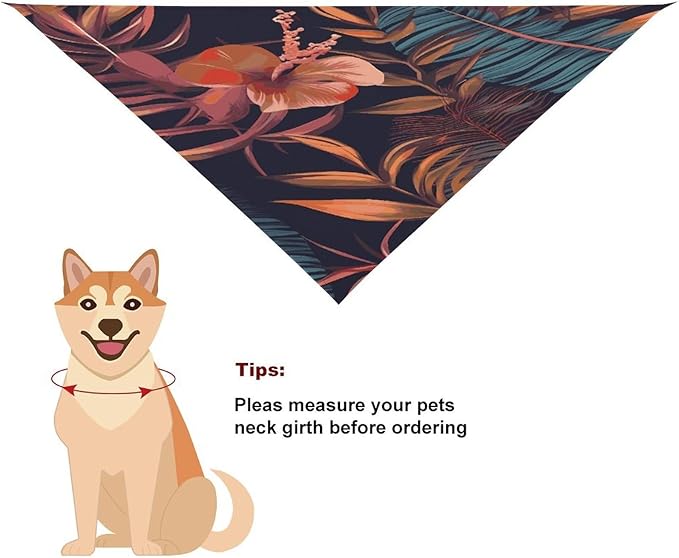 Dog Bandana Spring Pet Scarf Adjustable Triangle Tropical Flower Printing Dog Bib Washable Polyester Puppy Bandana for Small Medium Large Dogs Cat Birthday Party Supplies