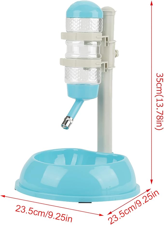 Pet Water Dispenser and Food Bowl, Pet Dog Cat Water Food Feeder Bowl Bottle Standing Dispenser, Height Adjustable Automatic Water Dispenser Feeding Station for Pets Cats Dogs