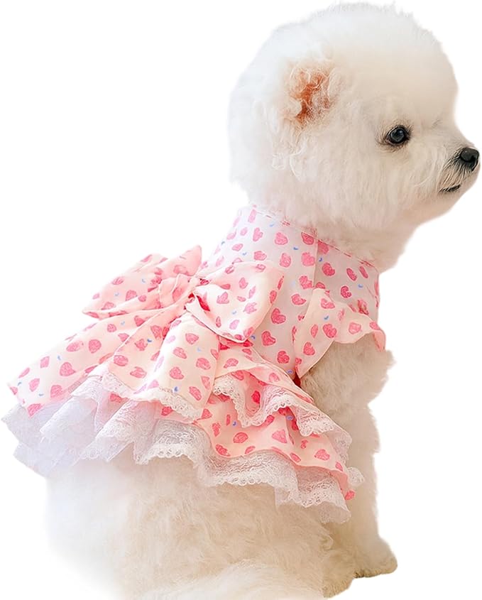 Genérico Puppy Dress - Breathable, Pink and Adjustable - Medium Dog Dress, Puppy Clothes, for Doggie | for All Breeds Daily Use Outdoor Walk Photo Shoot Summer