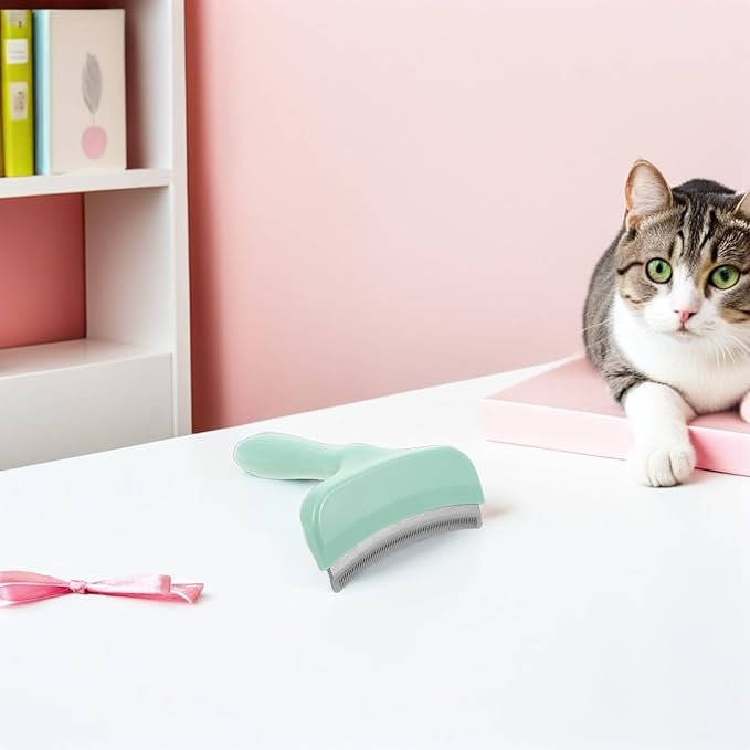Pet Shedding Comb and Grooming Rake for Dogs and Cats, Large Green Undercoat Tool for Loose Hair Removal and Shedding Control, Suitable for Fur Types and Pet Grooming Supplies