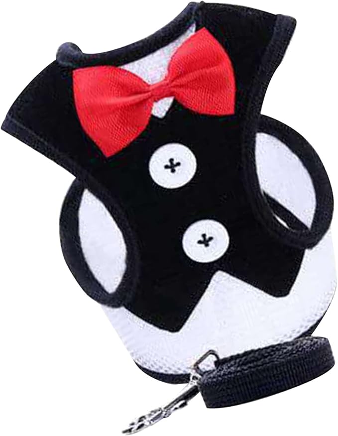 Dog Harness Leash, Breathable Fabric Bow Tie Harness Set, Colorful Sturdy, for Medium Large Dogs Walking Pet Supplies (M)