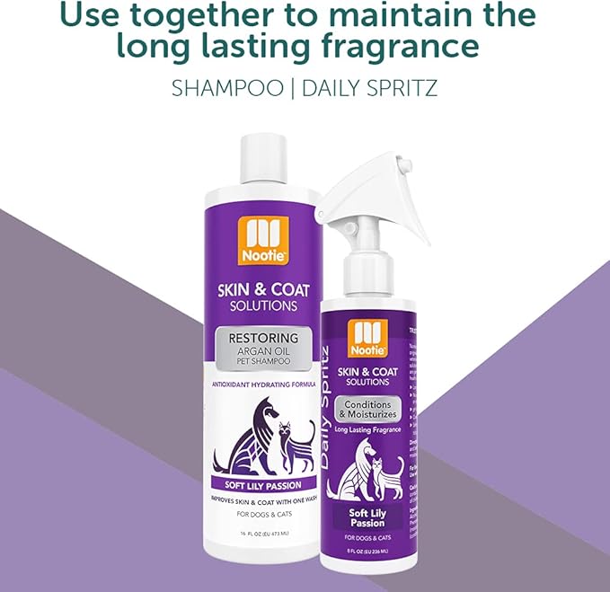 Nootie Foaming Waterless Shampoo for Dogs and Cats, 7-Ounce, Soft Lily Passion (SWH0718)