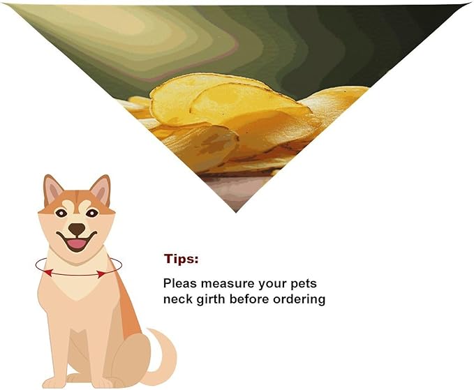 Dog Bandana Spring Pet Scarf Adjustable Triangle Potato Chips Printing Dog Bib Washable Polyester Puppy Bandana for Small Medium Large Dogs Cat Birthday Party Supplies
