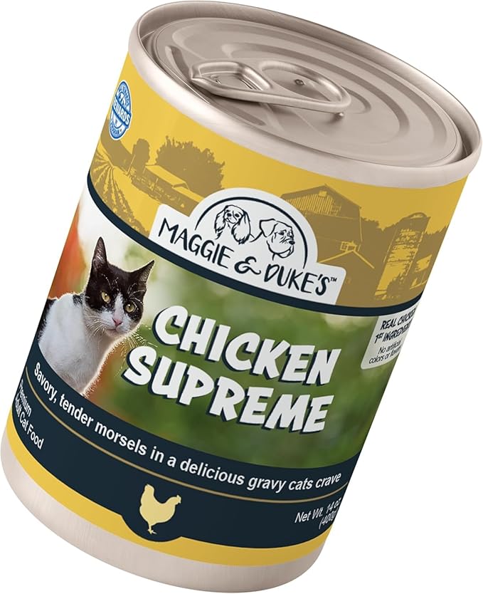CountryMax Maggie and Duke’s Canned Cat Food – 14 oz – High-Protein, Grain-Free Wet Food for Adult Cats & Kittens (Case of 24 Cans, Chicken)