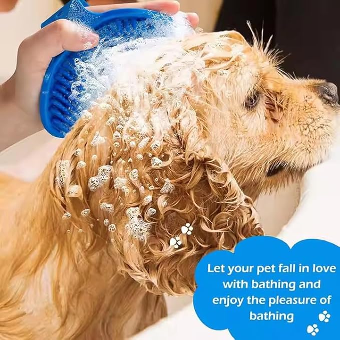 Multifunctional Silicone Pet Bath Brush – Cross-Design Cat and Dog Grooming Tool, Massage Brush for Cleaning and Shedding Control