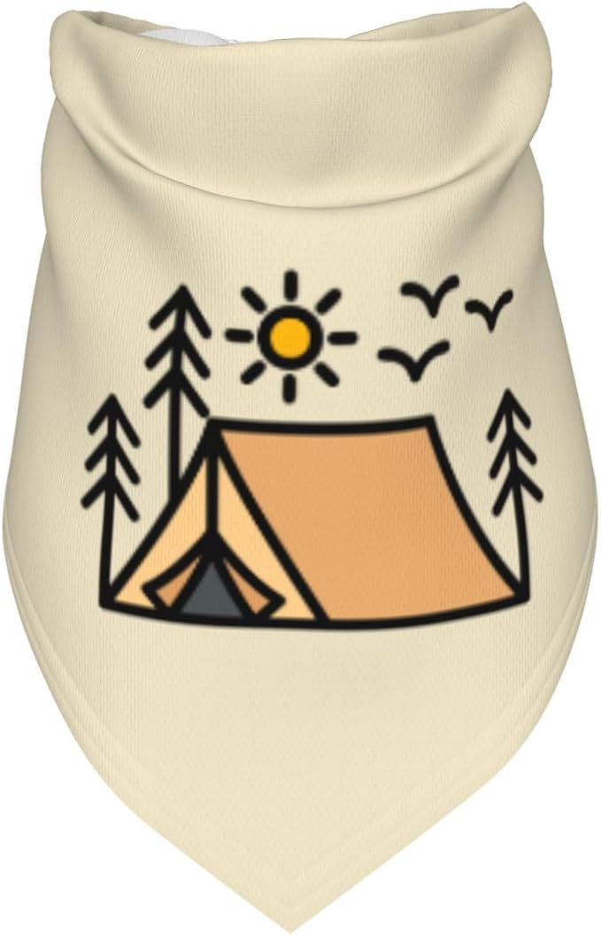 Happy Camper Summer Dog Bandana，Adorable Puppy Accessory for The avid Camper ，Pet Neckerchief for Pets Daily Wear Photo Prop Party Supplies,Funny Cute Dog Bandana (Khaki)