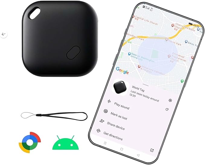 Bluetooth Tracker for Android-1 Pack,Anti-Lost tag for Android Phones with One-Year Battery Life(Replaceable),Works with Google Find Hub App,for Keys, Wallet, Pets & Luggage