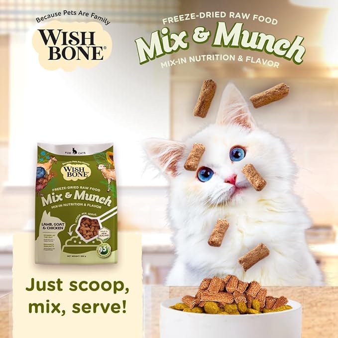 Wishbone Mix & Munch Raw Freeze-Dried Grain-Free Lamb, Goat and Chicken for Cats