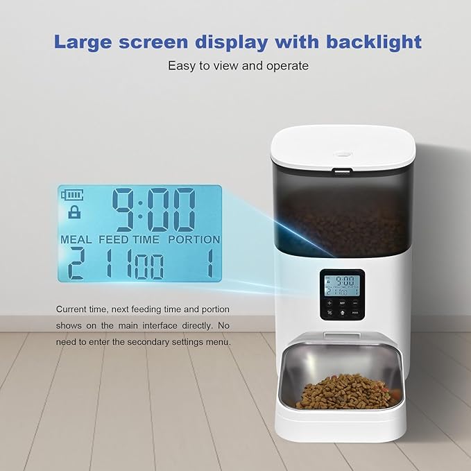 4L Automatic Cat Feeder Pet Food Dispenser with 10s Voice Recorder, Pet Feeder up to 8 Meals per Day, Timed Cat Feeder with Dry Food Sealed Ring