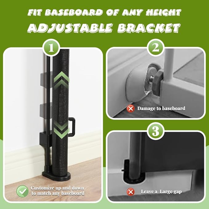 42" Tall Retractable Baby Gates, Extra Wide 118" Retractable Safety Gate with Reinforced Strips, Extra Long Dog Gate for Large Openings & Doorways Mesh Pet Baby Gates Indoor & Outdoor, Black