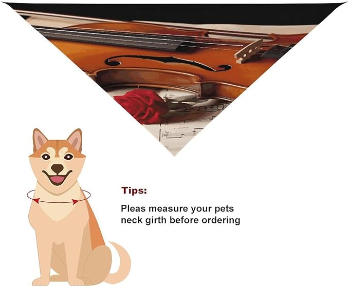 Dog Bandana Spring Pet Scarf Adjustable Triangle Violin Sheet Music Printing Dog Bib Washable Polyester Puppy Bandana for Small Medium Large Dogs Cat Birthday Party Supplies