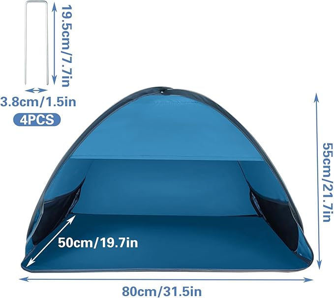 Outdoor Cat Feeding Station, 31.5 x 19.7 x 21.7 Inch Large Outdoor Pet House with Ground Nails for Fixing, Foldable Stray Cat Shelter for Feral/Community Cats, Small Dogs and Rabbits (Blue)