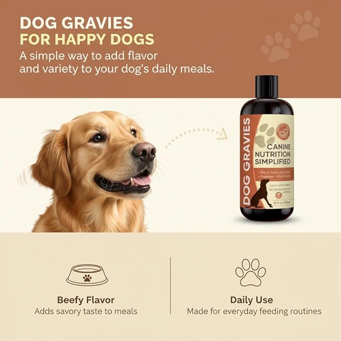 Gravies for Dogs, Premium Wet Dog Food Gravy Topper for Dry Food, Tasty & Nutritious with Essential Vitamins & Supportive Ingredients, Hip & Joint Wellness Support