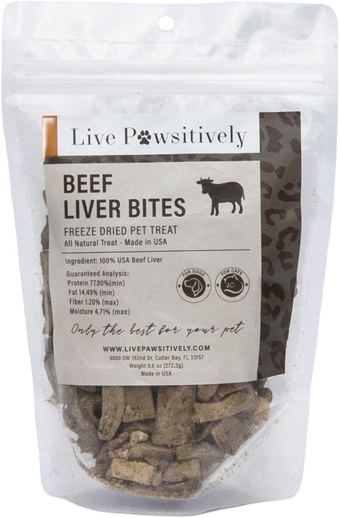 All-Natural Treat for Dogs & Cats, Single Ingredient, Picky Eaters, Grain & Gluten Free, Freeze Dried Beef Liver, No Preservatives, Made in USA