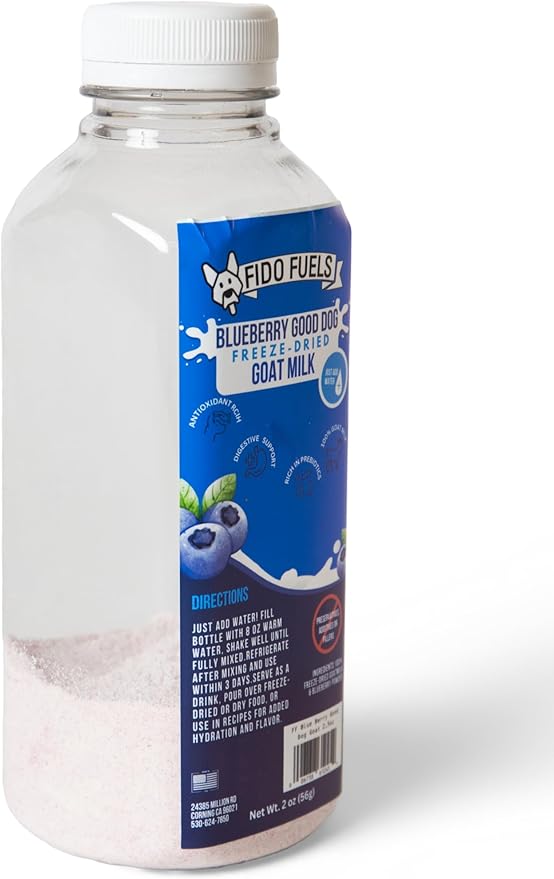 Blueberry Good Dog Freeze Dried Goat Milk - 12 oz Bottle with 2 oz Product