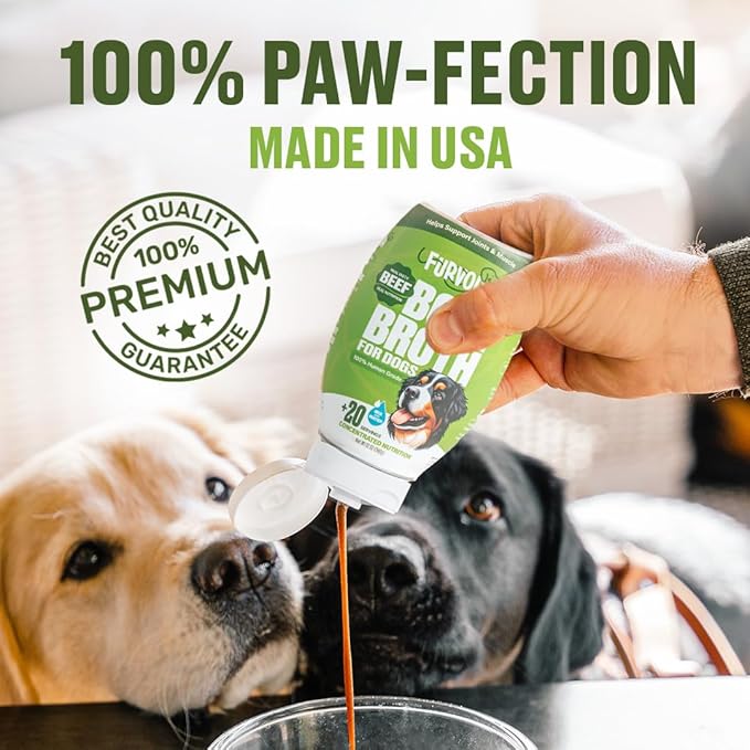 Beef Mobility Support Bone Broth Concentrate for Dogs - Collagen Protein Supplement - Boosted w/Amino Acids, Glucosamine, and Chondroitin - Dog Food Topper - Human Grade (12 oz, 20 Servings)