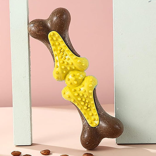𝐷𝑢𝑟𝑎𝑏𝑙𝑒 Dog Chew Toys for Large Aggressive Chewers Indestructible Bone-Shaped Dental Chew TPR Rubber with Wood Fiber Core Teething Teeth Cleaning Long-Lasting Interactive Pet Supplies