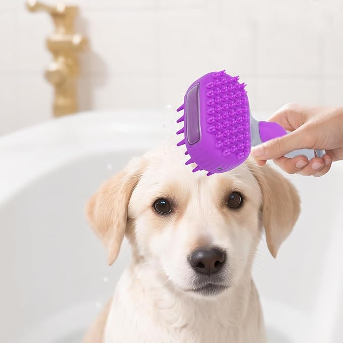 Cat Brush, Pet Grooming Brush Double-Sided, Knot Proof Deep-Cleaning Massager, Gentle Hair Care with Steam, Ergonomic Handle, Shedding Removal Bathing Kitten Dog Supplies