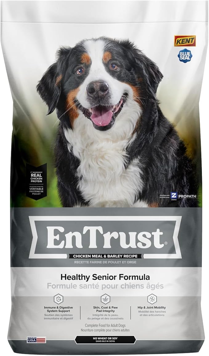 ENTRUST Senior Dog Food | Chicken & Barley | Enriched with Super Foods, Antioxidants and Probiotics | No Wheat or Soy | 18 Pound Bag