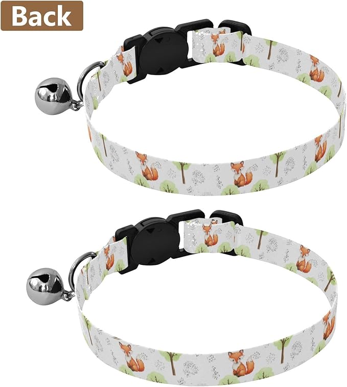 Dog Collar Animals Deer White Pattern Dog Collars Cute Puppy Collar Adjustable Cat Pet Collar for Dogs Cats Pets Supplies 2 Pack