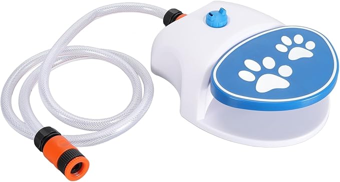 Zunate Activated Dog Water Fountain, Outdoor Step On Pet Sprinkler Drinking Feeder with Hose for Hydration and Easy Access to Clean Water Supply