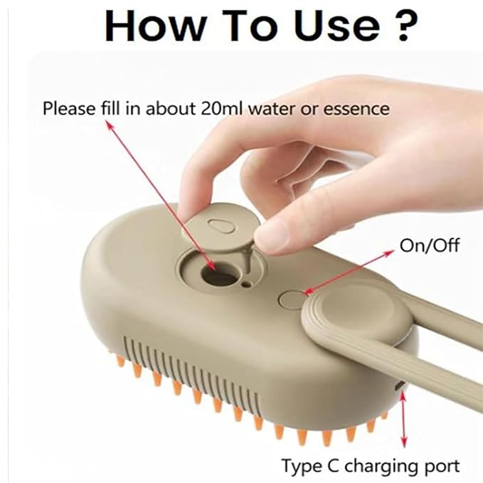 Pet Spritz Cat Defur Comb for Cats Dogs, 3-in-1 Self Cleaning Silicone Cat Steam Brush, Silicone Bristle Head 360° Rotating Pet Steam Brush (Purple)
