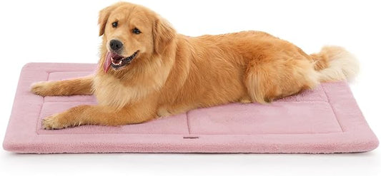 Made4Pets Dog Crate Pad Bed for Large Dogs, Washable & Reversible, Anti-Slip Kennel Mat for Cozy Sleeping, Soft Fluffy Dog Bed for Indoor & Outdoor Use, 44"x32", Pink
