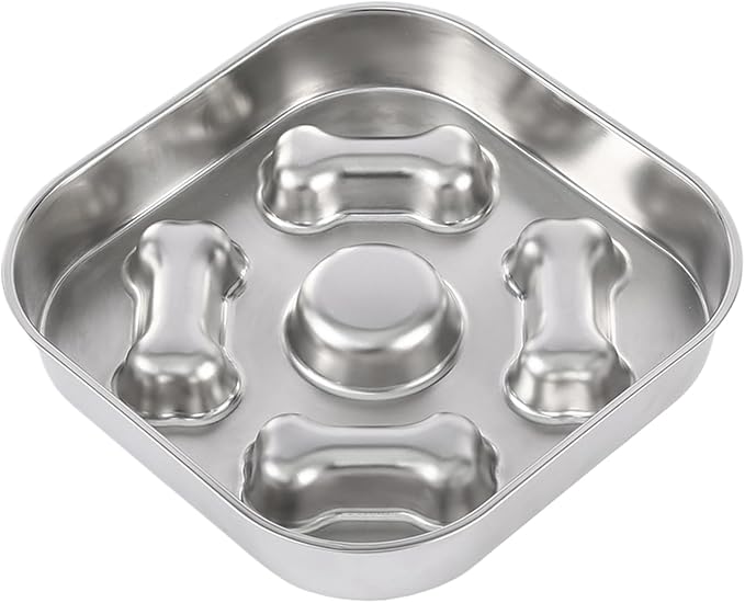 Genérico Slow Food for Dogs, Stainless Steel Pet Supplies - Puzzle for Dogs and Cats - for Wet and Dry Food, Indoor and Outdoor Use, for