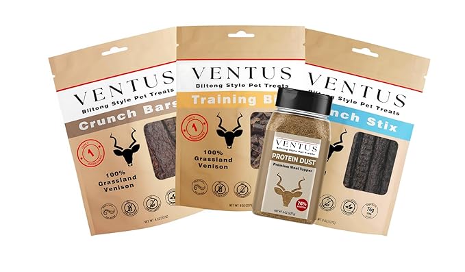 Ventus Dog Food Topper - Single Ingredient Venison Air Dried Dog Food Seasoning for Picky Eaters, No Additives, Grain Free Meal Toppers for Dogs 8 oz.