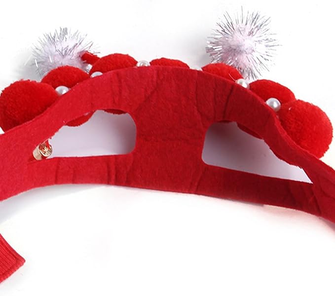 Mischievous Dogs Chinese Headband Cute Festival Animal Headband with Adjustable Neck Strap Cosplay Supplies Pet Hat for for Small Animal for Dogs Christmas