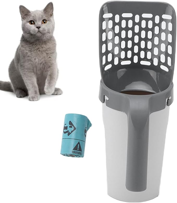 Cat Litter Shovel, Pet Poop Shovel Litter Scoop Cat Litter Sand Shovel with Storage Box Cat Litter Sifter Scooper System