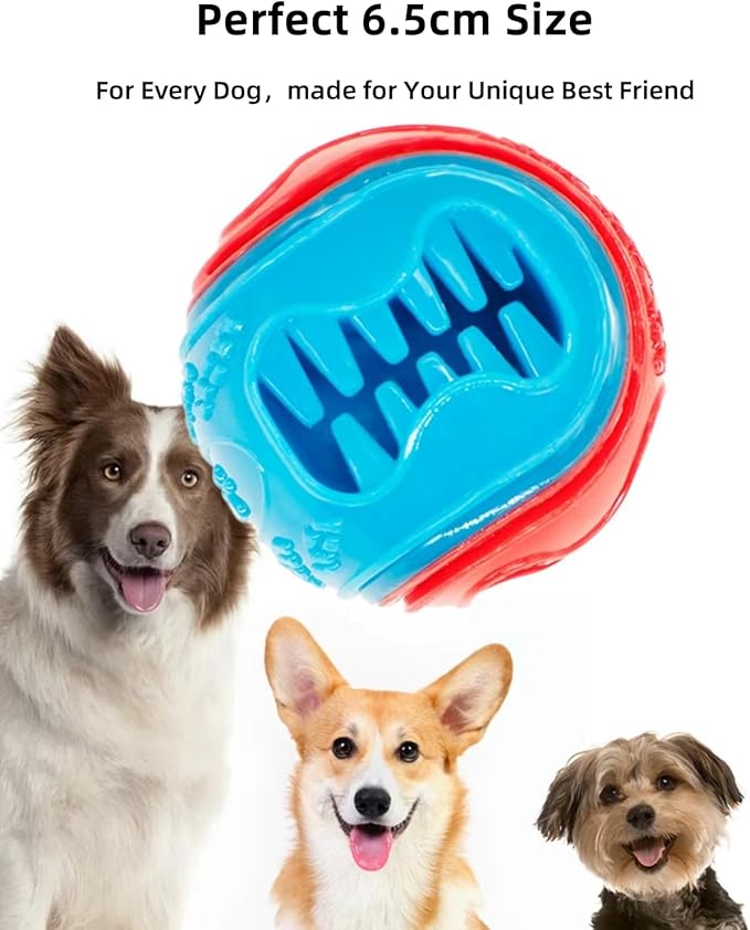 6Pack Dog Treat Dispenser & Squeaky Toy Balls 2.5 Inch/6.5cm Durable Chew Toys for Teeth Cleaning, Slow Feeding Interactive Fetch and Training, Floating Water Toys for Medium Small Dogs