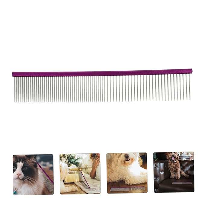 SUPVOX Portable Cat Hair Comb Pet Fur Removal Comb with Rounded Needles for Gentle Grooming Daily Use Household Pet Accessory in Purple