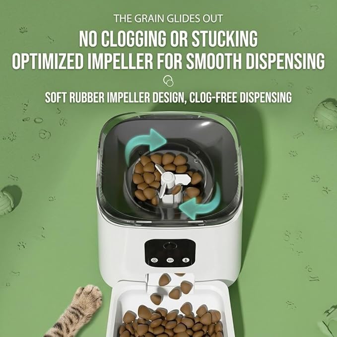 Smart Automatic Pet Feeder with HD Camera and App Control, Cats and Dogs, 6L Capacity Dual Power Supply, Video Monitoring Pet Food Dispenser for Travel and Work (WiFi Version)