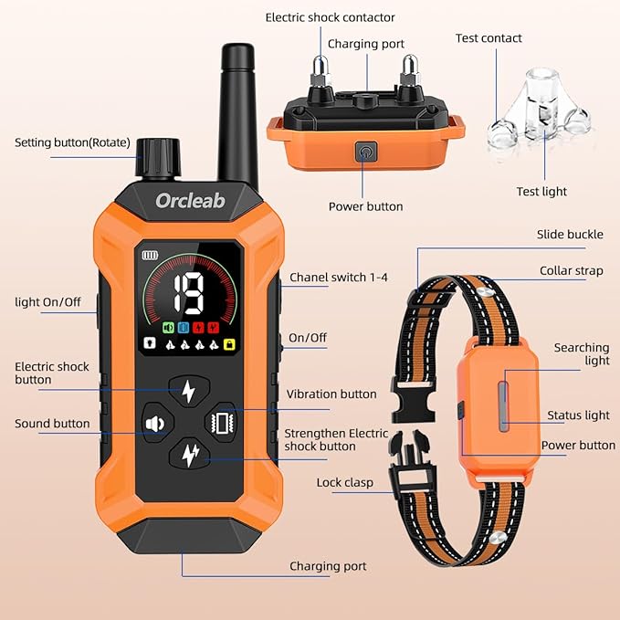 Shock Collar with Remote Control for Dogs, 4400FT, IP67 Waterproof Collar with Beep, Vibration, Safe Shock, Flashlight, Shock Collar for 3 Dogs E-Collars for All Breed (10-120Lbs)