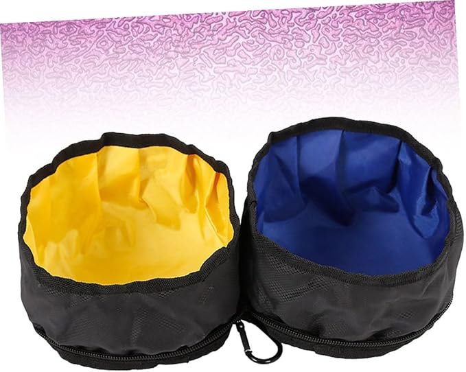 Toddmomy Portable Pet Double Bowls Foldable Dog Food and Water Bowls Outdoor Travel Feeding Supplies for Dogs and Cats