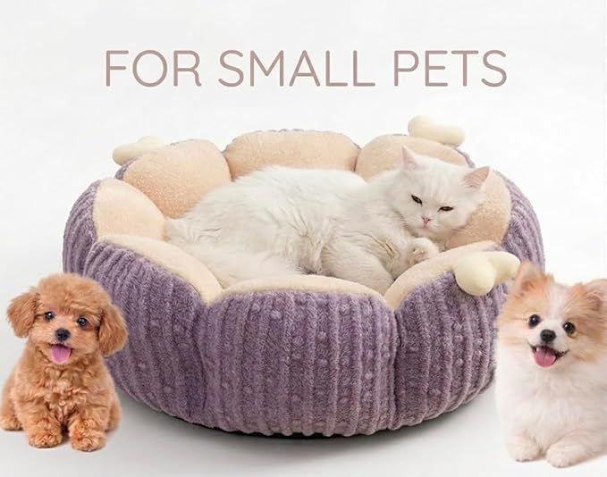 BNG Orthopedic Calming Cat Bed – 18" Plush Cave for Indoor Cats & Small Dogs, Washable & Reversible Pet Bed with Non-Slip Base for Stress-Free Naps