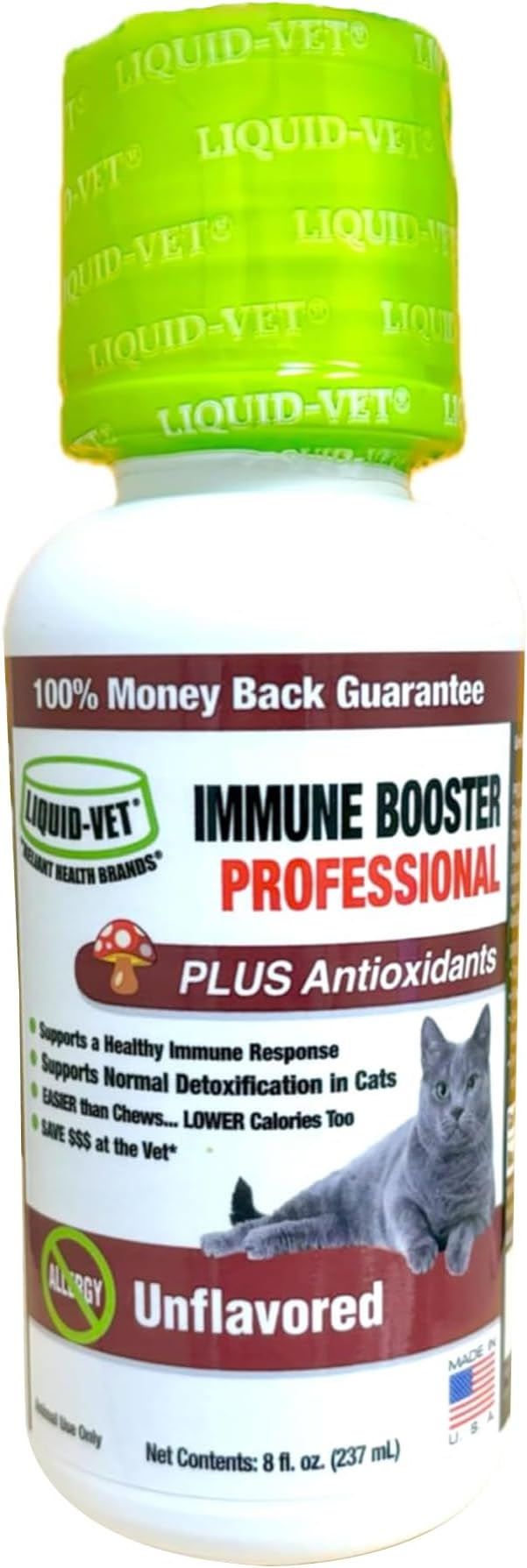 LIQUID-VET Immune Support for Cats – Daily Formula with Inulin, Beta-Glucan, Vitamin E, Omega-3s, Fermented Yeast & More! - Made for Picky Eaters