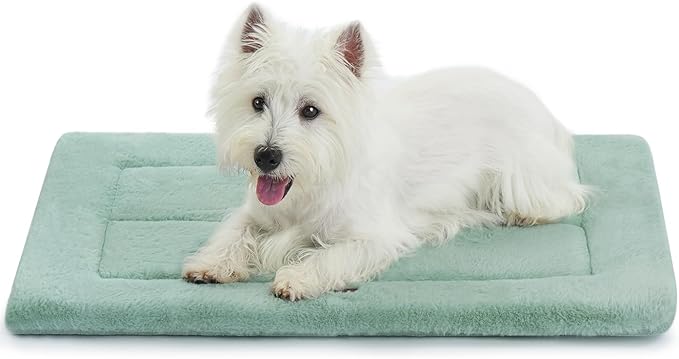 MADE 4 PETS Dog Crate Pad Bed for Small Dogs, Washable & Reversible, Anti-Slip Kennel Mat for Cozy Sleeping, Soft Fluffy Dog Bed for Indoor & Outdoor Use, 24"x18", Green