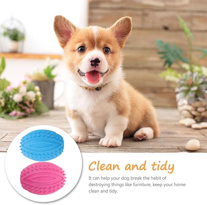 KALLORY 2pcs Dog Squeaky Rubber Balls Chew for Small Dogs Puppy Teething Interactive Play Indoor Outdoor Pet Supplies