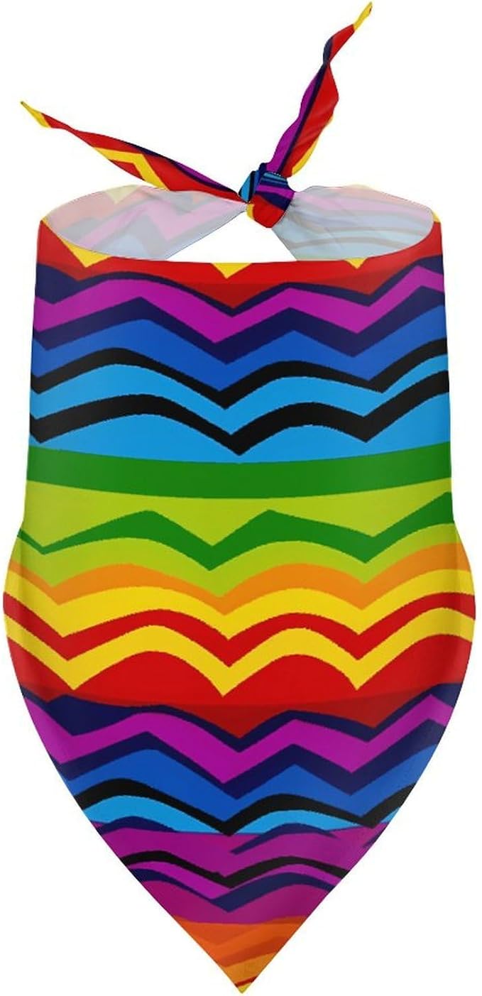 Dog Bandana Spring Pet Scarf Adjustable Triangle Gay Pride Rainbow Pattern1 Printing Dog Bib Washable Polyester Puppy Bandana for Small Medium Large Dogs Cat Birthday Party Supplies