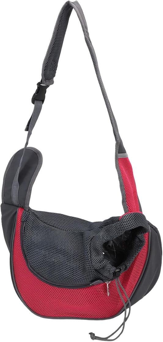 Pssopp Dog Supplies Breathable Puppy Sling Adjustable Neck Pet Carrier Purse for Outdoor Outings Camping Travel Small Cat Dog Sling Carrier, Travel (L)