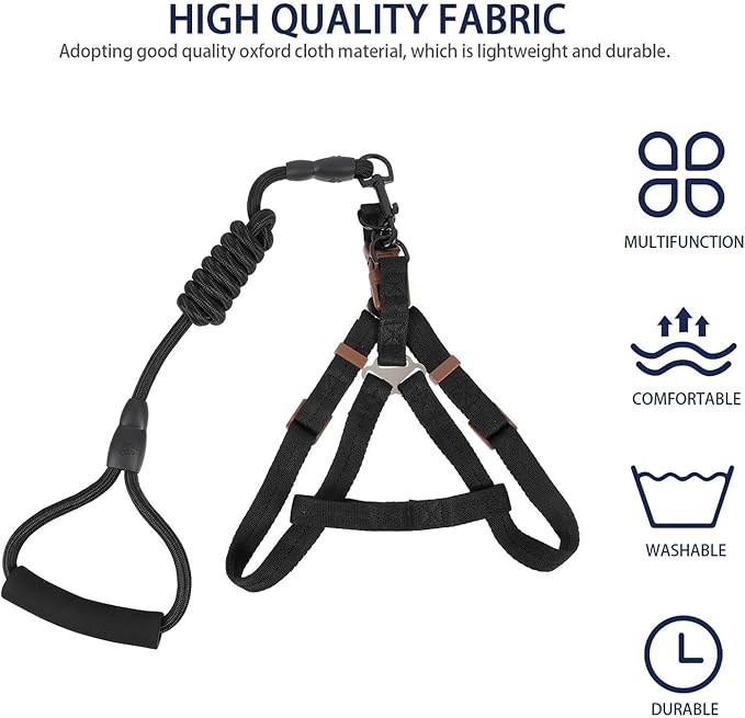 GANAZONO Dog Harness Leash Set with Nylon Leash 1.0x120cm Reflective Pet Walking Supplies for Outdoor Use Adjustable Puppy Vest for Small and Medium Dogs
