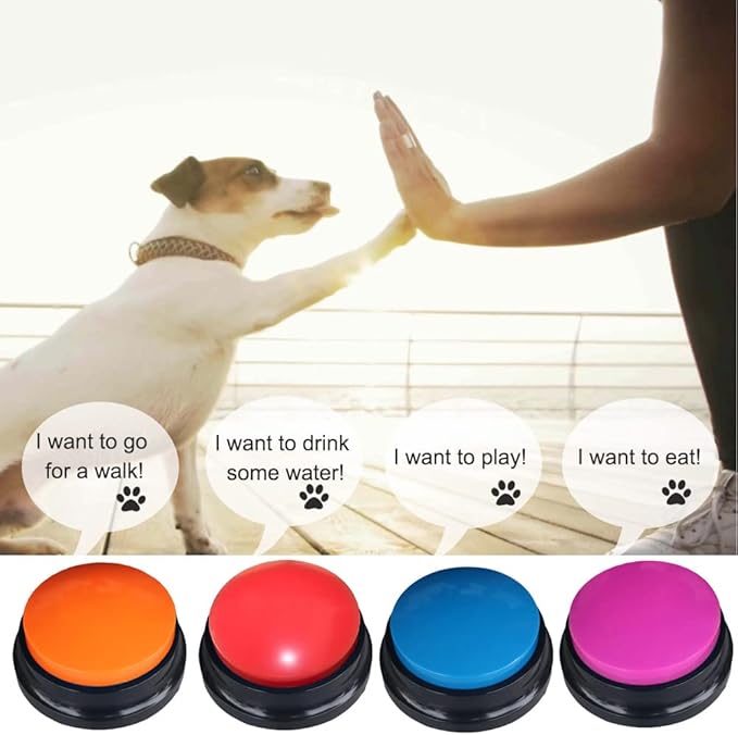 12 Color Voice Recording Button, Dog Buttons for Communication Pet Training Buzzer, 30 Second Record & Playback, Funny Gift for Study Office Home wtih Whire and Coffee