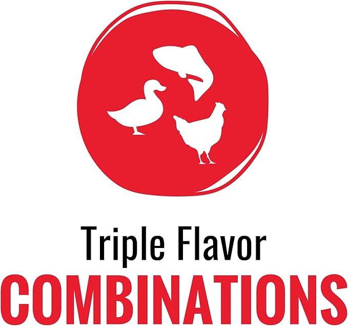 Good 'n' Tasty Triple Flavor Puree Mix-Ins Dog Food Topper Treats for All Dogs, 28 Count, Easy Single-Serve Portions, Added Protein with Chicken, Salmon and Duck